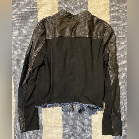 FREE PEOPLE VEGAN LEATHER PLAID MOTO JACKET - Picture 3 of 4